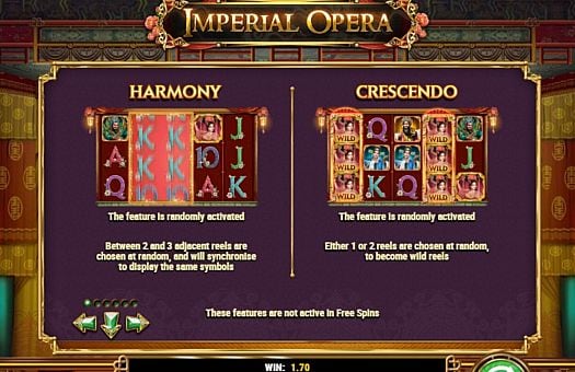 Бонусы в игровом аппарате Imperial Opera