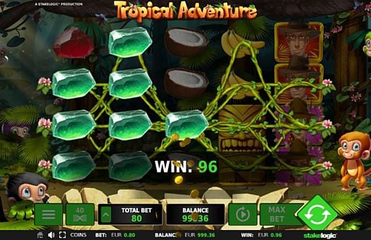 Призовая комбинация на линии в игровом автомате Tropical Adventure