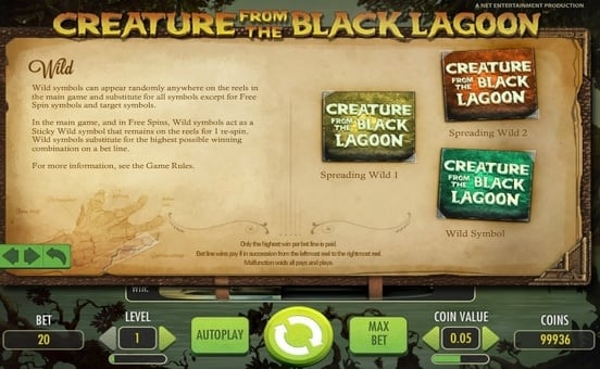 Дикий знак в онлайн слоте Creature from the Black Lagoon